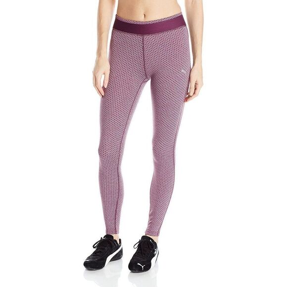 Puma Womens Sz XL "All Eyes On Me" Tights Full Length Italian Plum Jacquard $55 - Picture 1 of 4